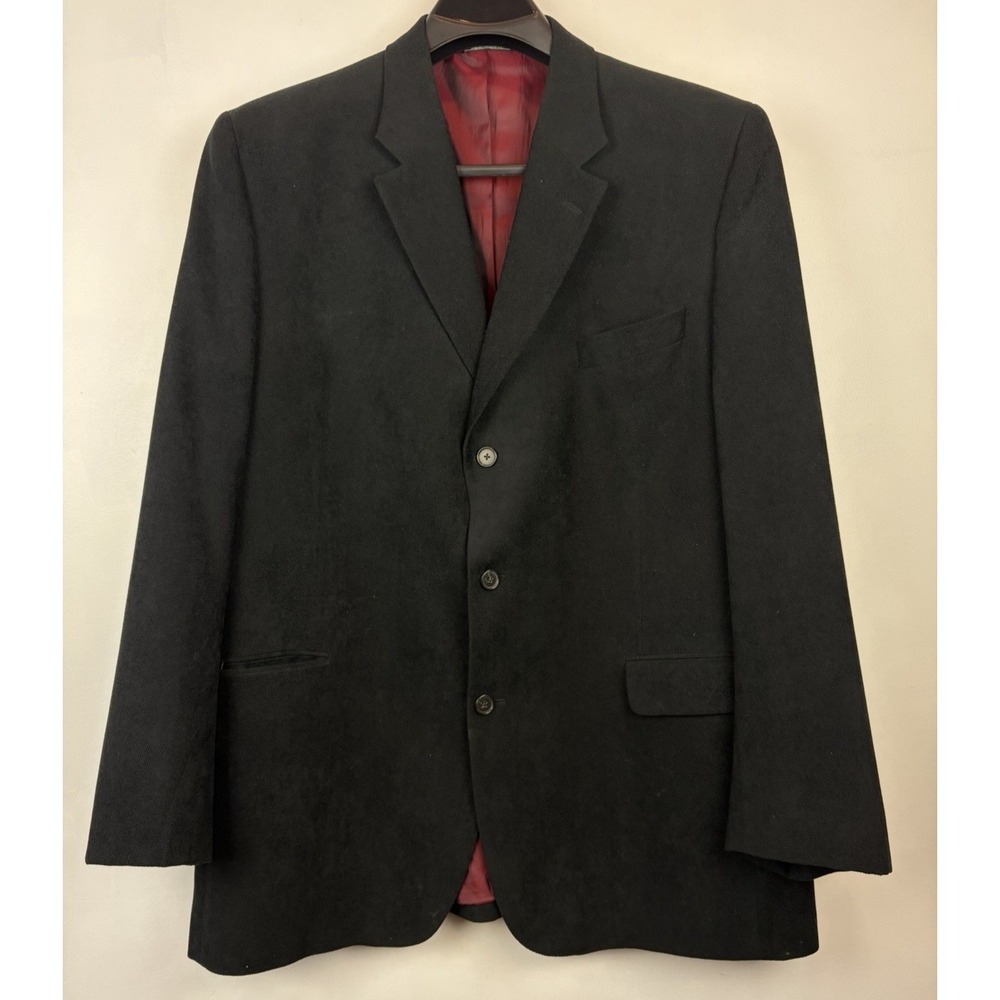 Jack Victor Blazer Mens 48L Black Textured Sport Coat Canada Union Made Read